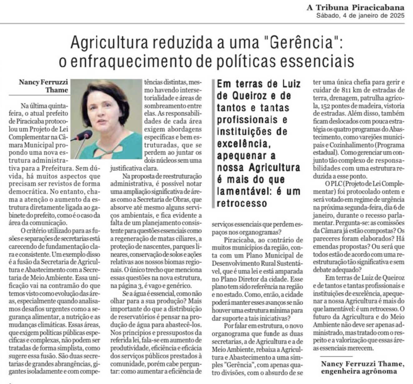 Agricultura reduzida a uma “Gerência”: o enfraquecimento de políticas essenciais