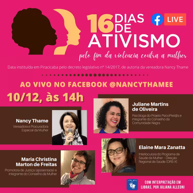 Bate-papo nesta quinta marca os “16 Dias de Ativismo” contra violência Convite 768x768 1